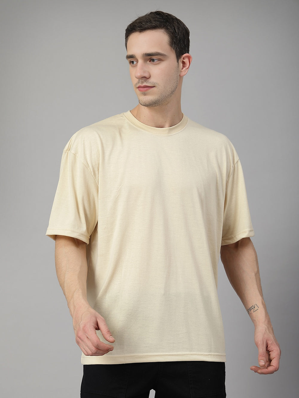 Men’s Oversized Relaxed Fit Cotton T-Shirt Beige