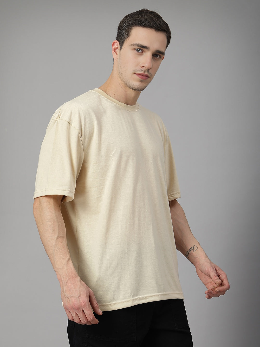 Men’s Oversized Relaxed Fit Cotton T-Shirt Beige