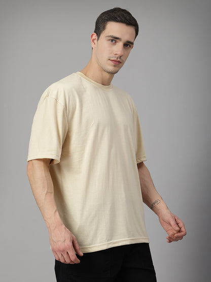 Men’s Oversized Relaxed Fit Cotton T-Shirt Beige