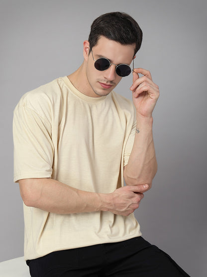 Men’s Oversized Relaxed Fit Cotton T-Shirt Beige