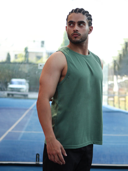 Men's Green Sleeveless Gym Tanktop