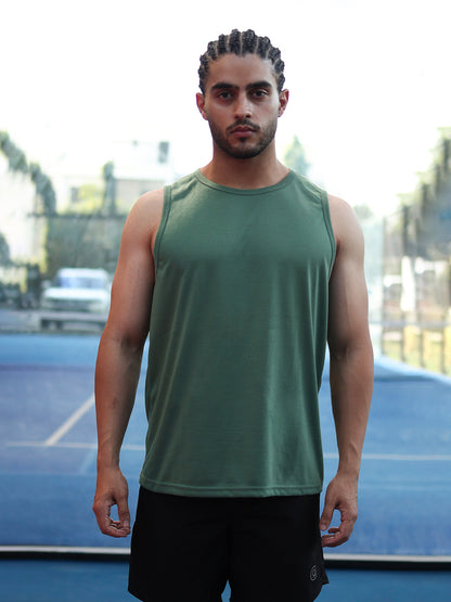 Men's Green Sleeveless Gym Tanktop