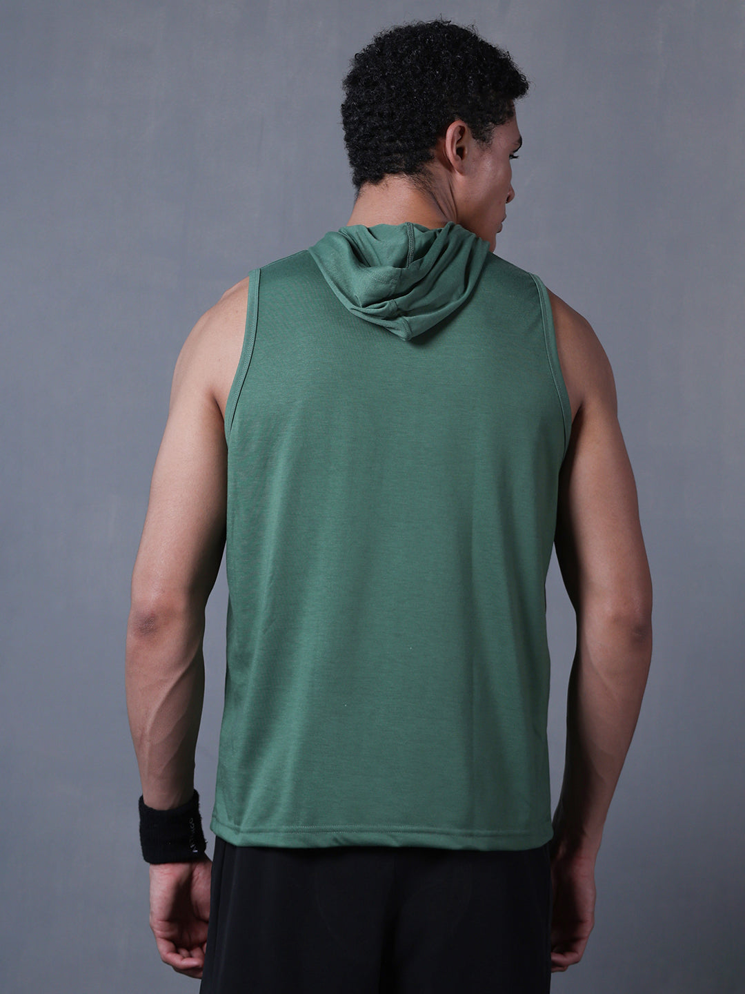 Men Green Cotton Gym Tanktop Sleeveless Sports Vest