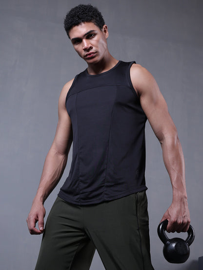 Men Black Gym Sleeveless Sports Tanktop