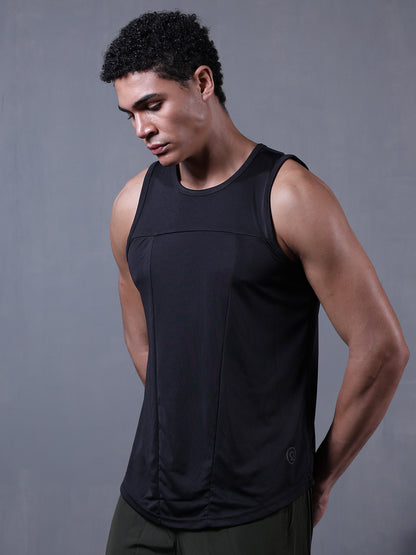 Men Black Gym Sleeveless Sports Tanktop