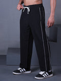Men’s Sports Track Pants with Side Stripes Black
