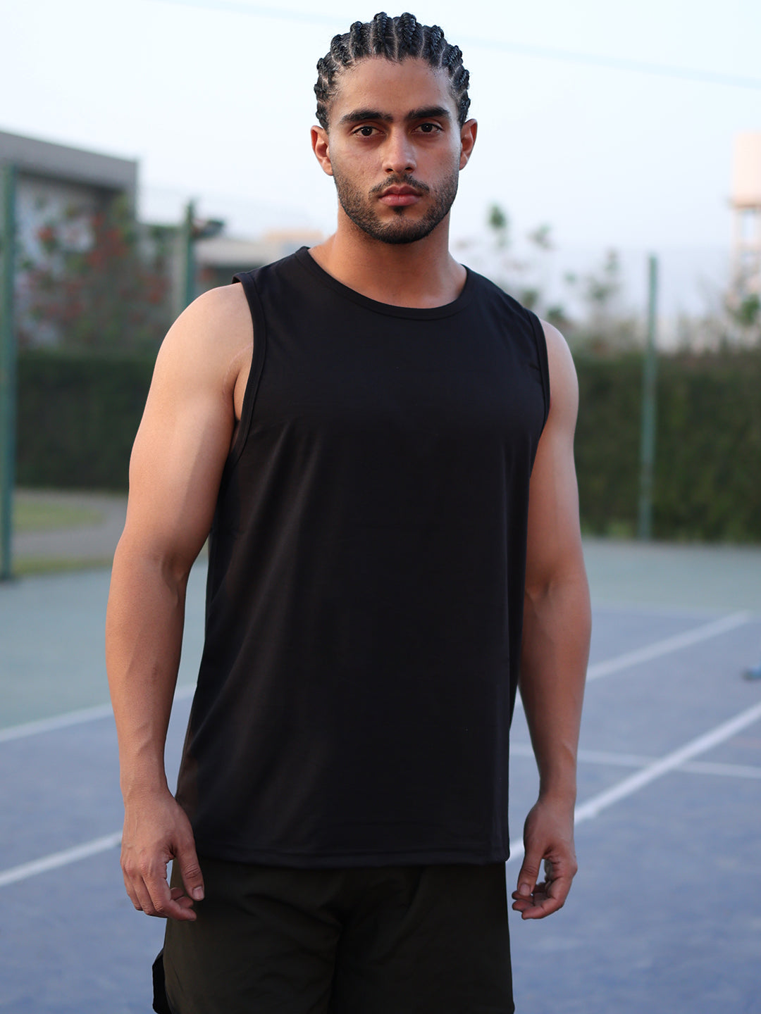 Men's Black Sleeveless Gym Tanktop