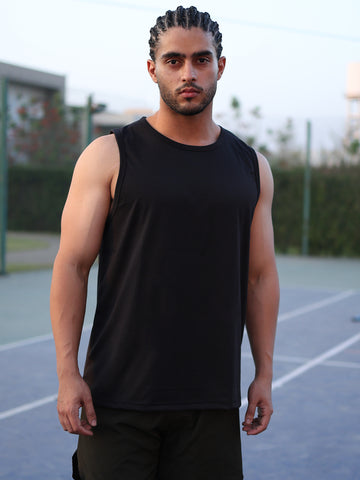 Men's Black Sleeveless Gym Tanktop