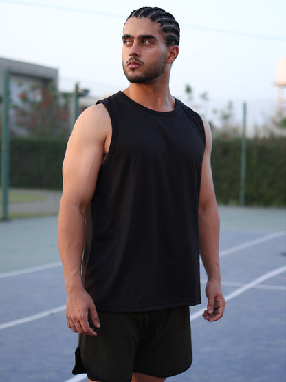 Men's Black Sleeveless Gym Tanktop