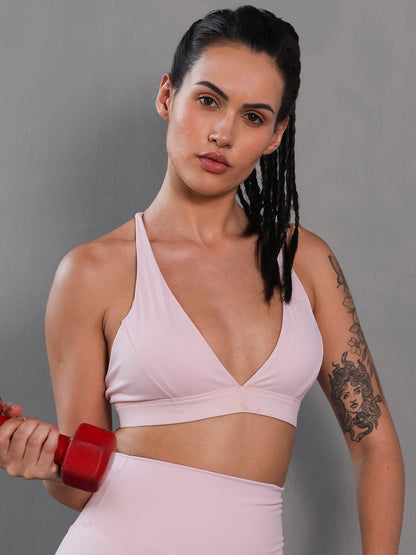 Women’s Seamless Stretch Sports Bra for Gym & Yoga Light Pink
