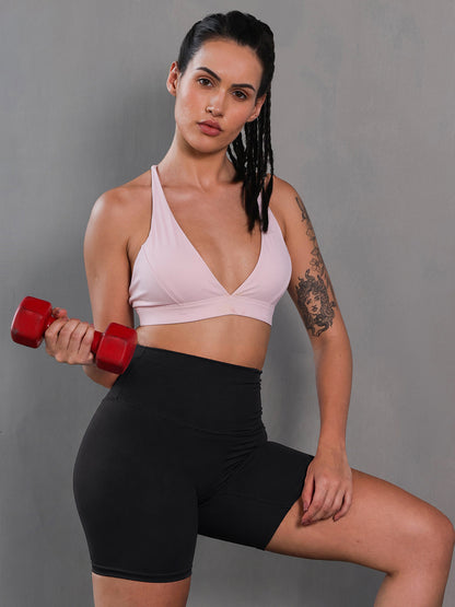 Women’s Seamless Stretch Sports Bra for Gym & Yoga Light Pink