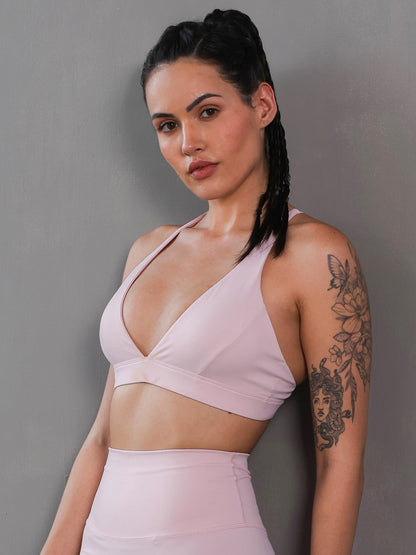 Women’s Seamless Stretch Sports Bra for Gym & Yoga Light Pink