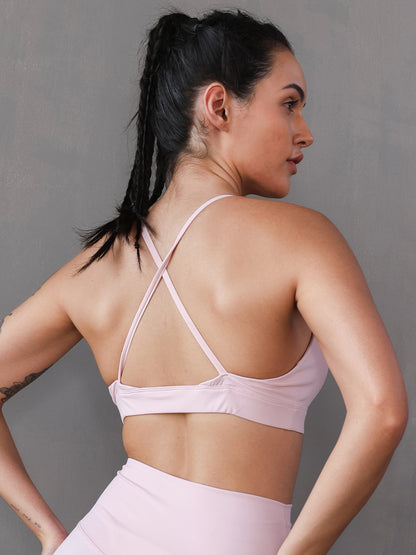 Women’s Seamless Stretch Sports Bra for Gym & Yoga Light Pink