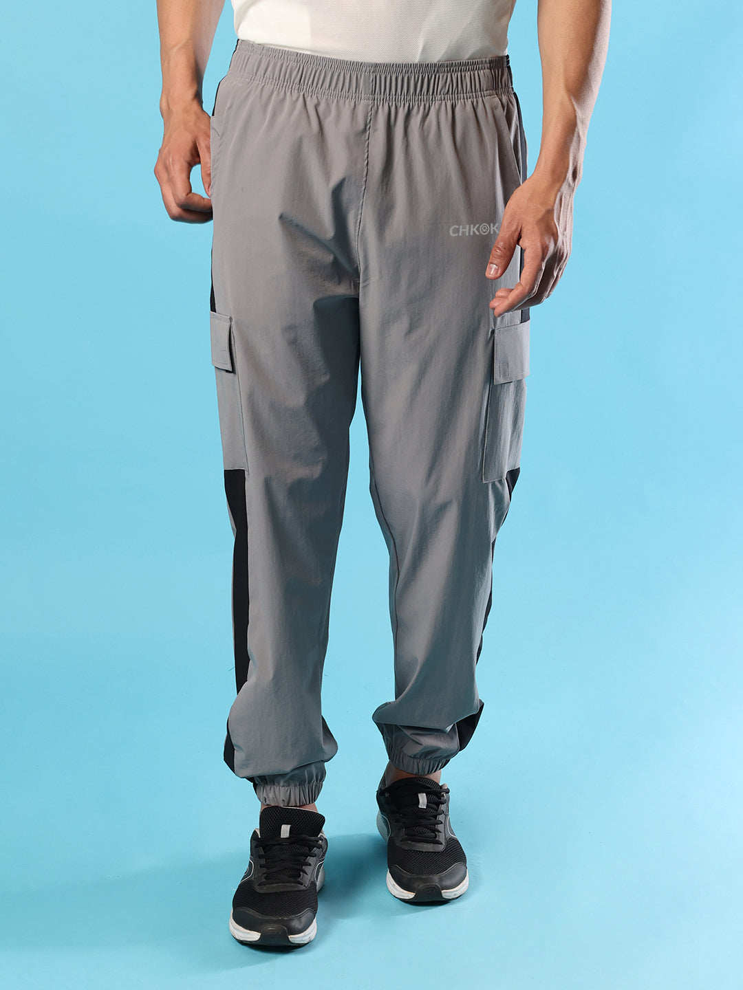 Men Grey Black Gym Training Sports Trackpant