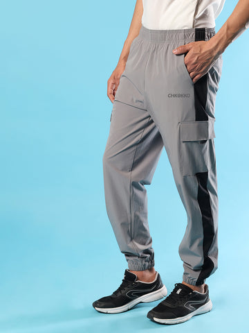 Men Grey Black Gym Training Sports Trackpant
