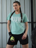 Women Round Neck Dry Fit Gym Sports T-Shirt Sea Green