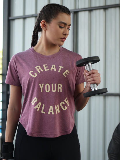 Women Round Neck Dry Fit Gym Sports Maroon