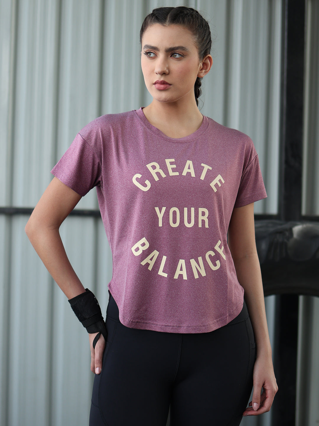 Women Round Neck Dry Fit Gym Sports Maroon