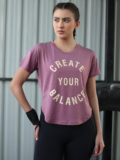 Women Round Neck Dry Fit Gym Sports Maroon