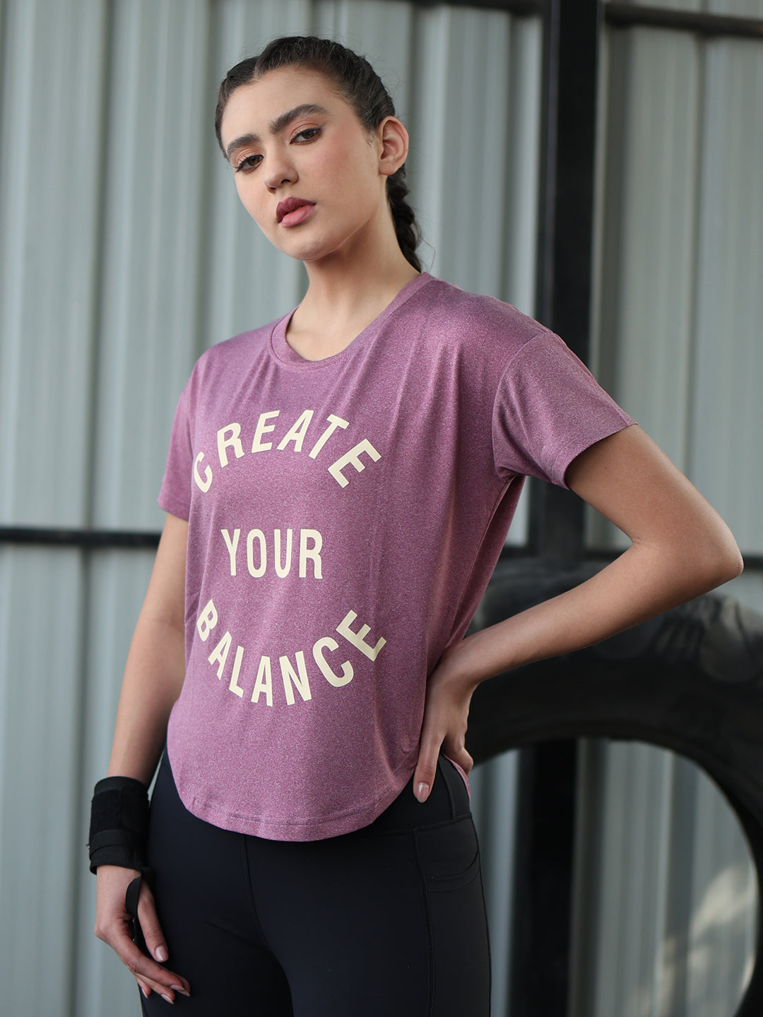 Women Round Neck Dry Fit Gym Sports Maroon