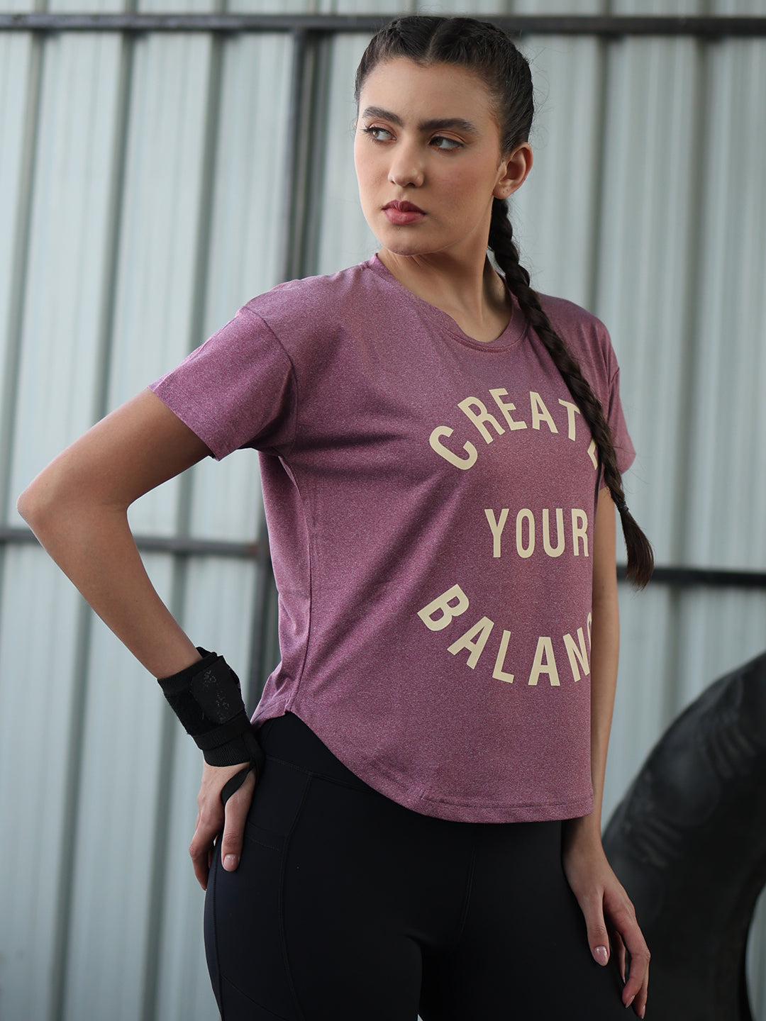 Women Round Neck Dry Fit Gym Sports Maroon