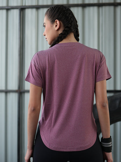 Women Round Neck Dry Fit Gym Sports Maroon