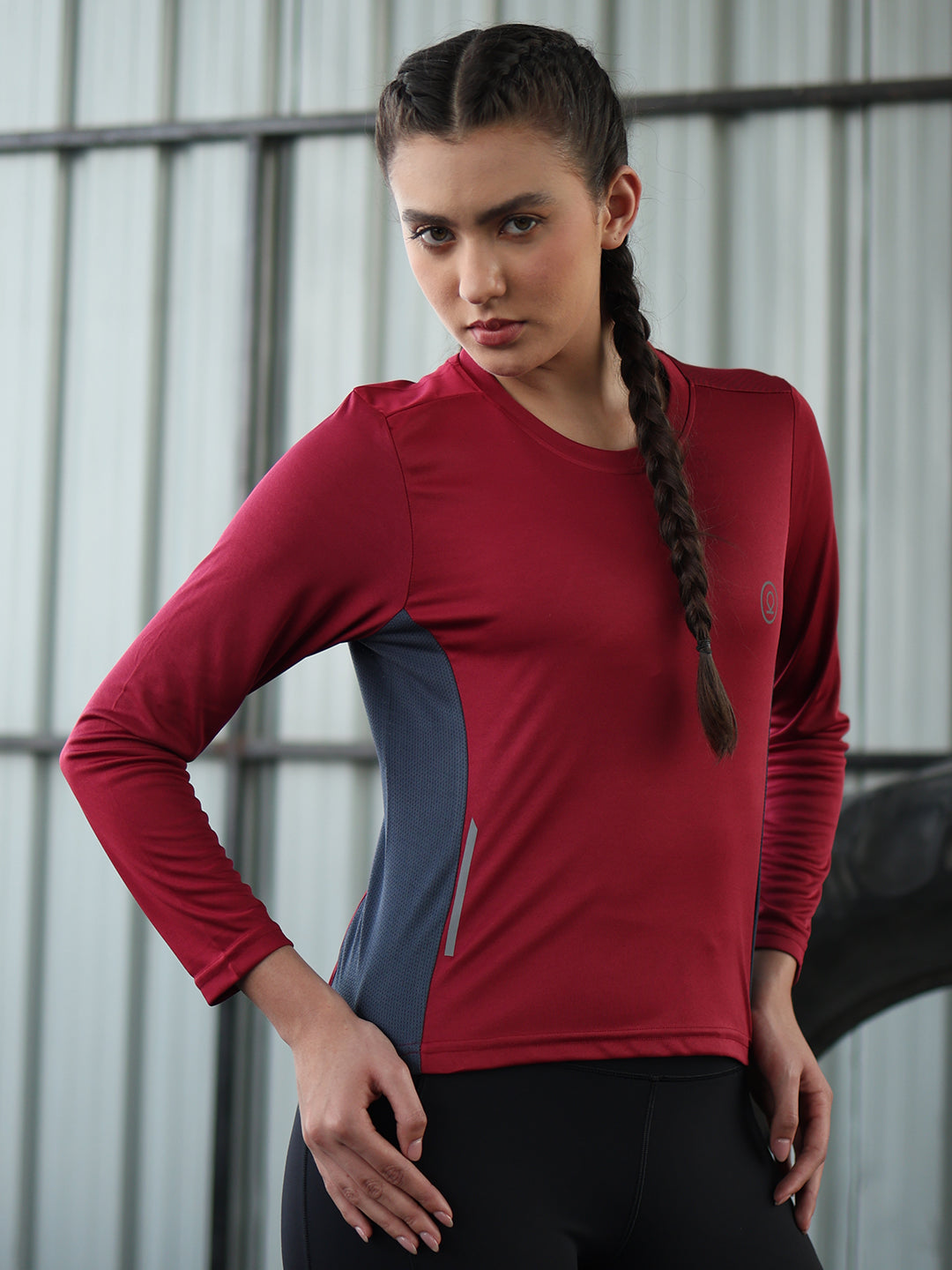 Women's Full Sleeves Gym Sports T-Shirt Maroon