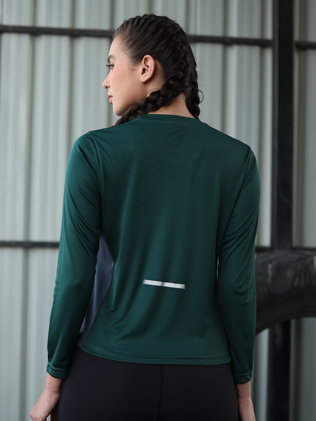 Women's Full Sleeves Gym Sports T-Shirt Dark Green