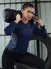 Women's Full Sleeves Gym Sports T-Shirt Navy Blue