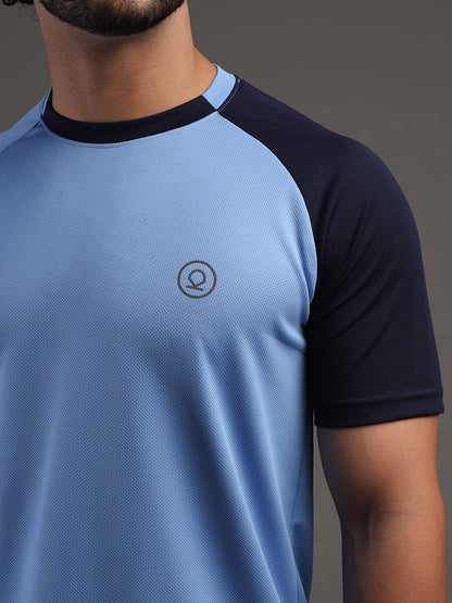 Men's Half Sleeves Sports Gym T-shirt Iceblue Navy