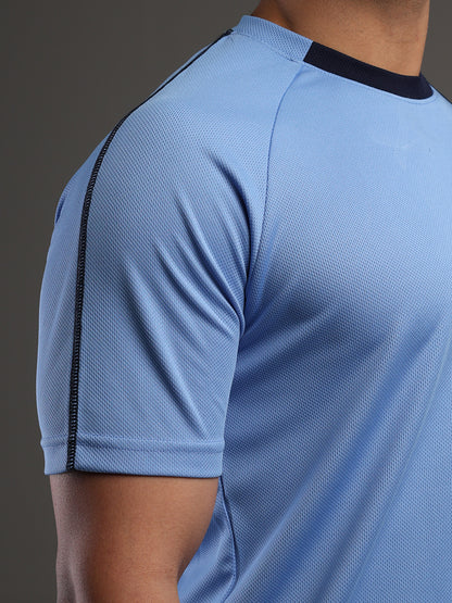 Men's Half Sleeves Sports Gym T-shirt Iceblue Navy