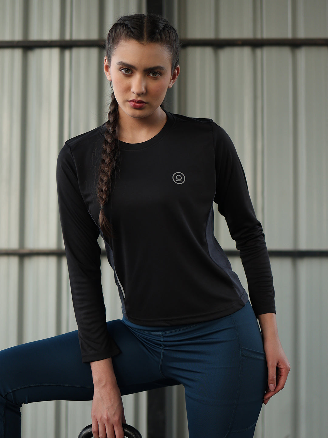Women's Full Sleeves Gym Sports T-Shirt Black