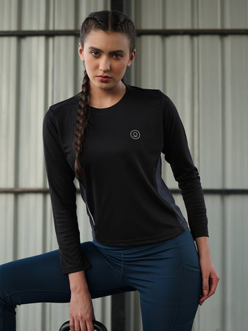 Women's Full Sleeves Gym Sports T-Shirt Black
