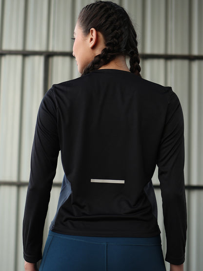 Women's Full Sleeves Gym Sports T-Shirt Black