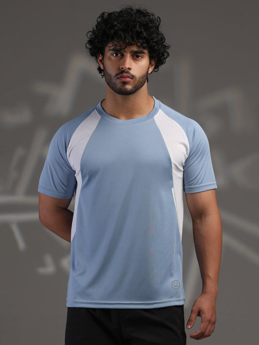 Men's Half Sleeves Dry Fit Gym T-shirt Blue White