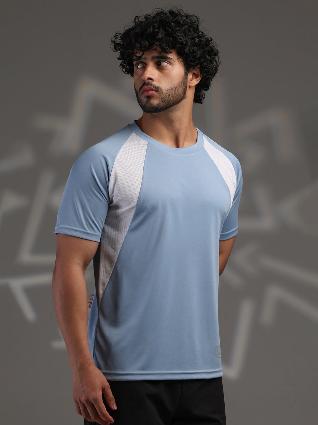 Men's Half Sleeves Dry Fit Gym T-shirt Blue White