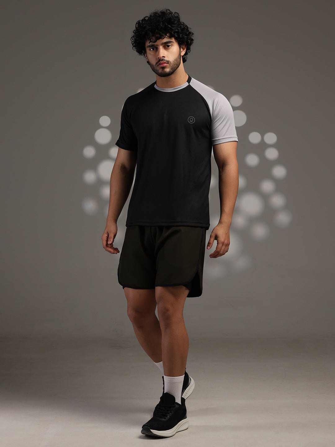 Men's Half Sleeves Sports Gym T-shirt Black Grey