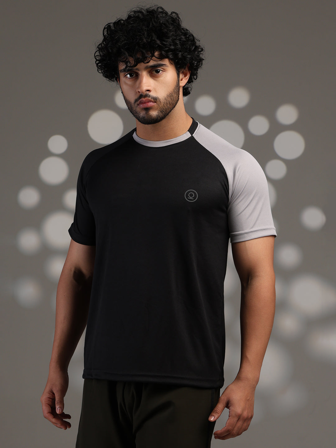 Men's Half Sleeves Sports Gym T-shirt Black Grey