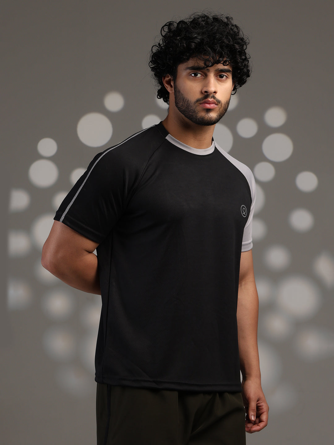 Men's Half Sleeves Sports Gym T-shirt Black Grey