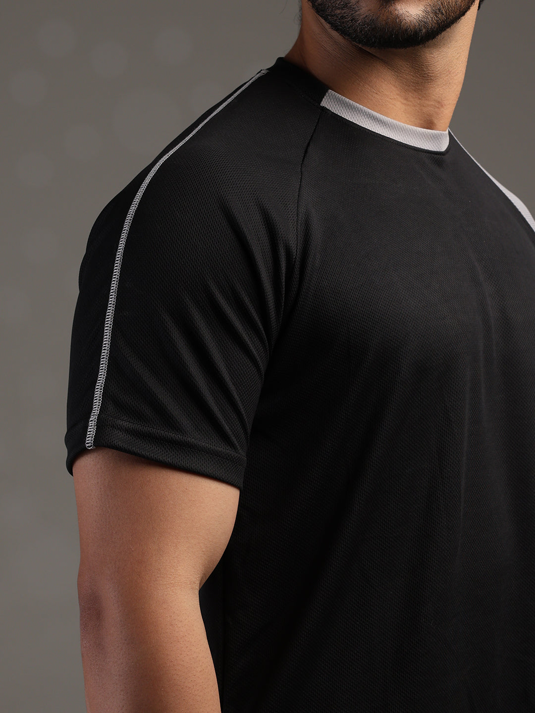 Men's Half Sleeves Sports Gym T-shirt Black Grey