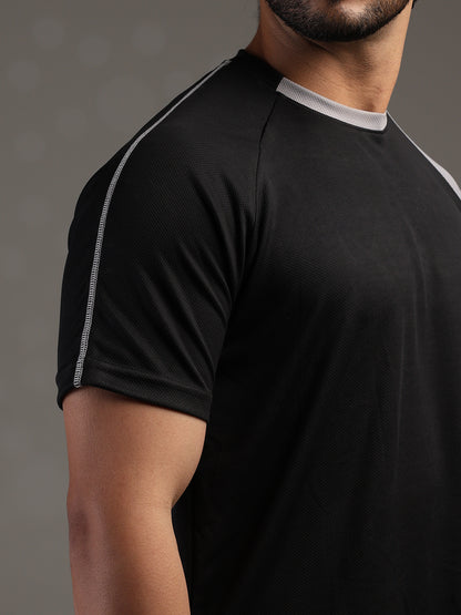 Men's Half Sleeves Sports Gym T-shirt Black Grey