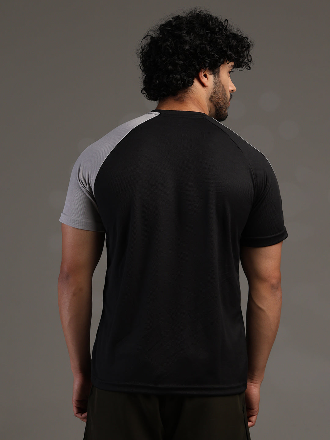 Men's Half Sleeves Sports Gym T-shirt Black Grey