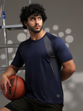 Men's Half Sleeves Dry Fit Gym T-shirt Navy Grey