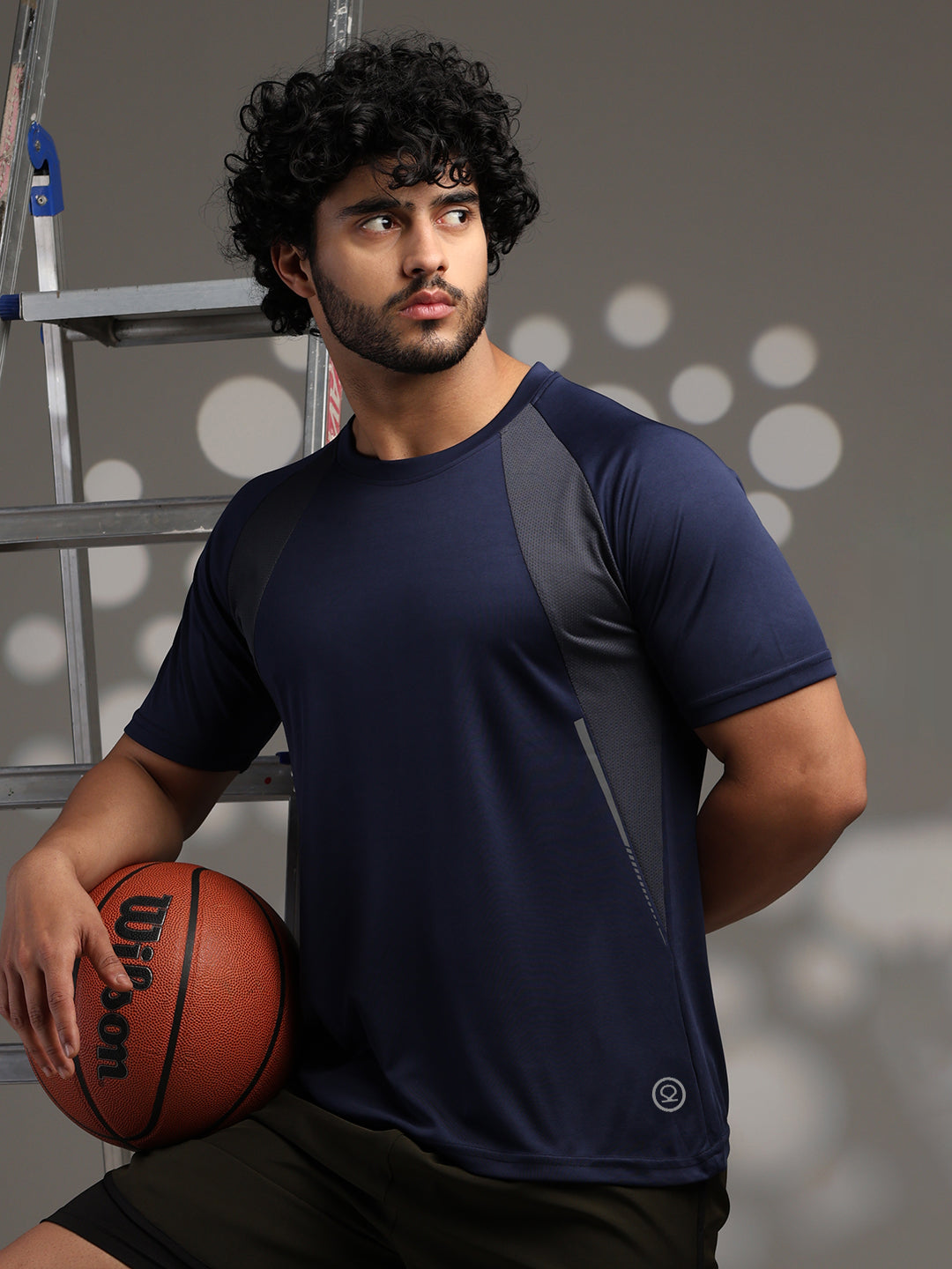 Men's Half Sleeves Dry Fit Gym T-shirt Navy Grey