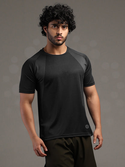 Men's Half Sleeves Dry Fit Gym T-shirt Black Grey