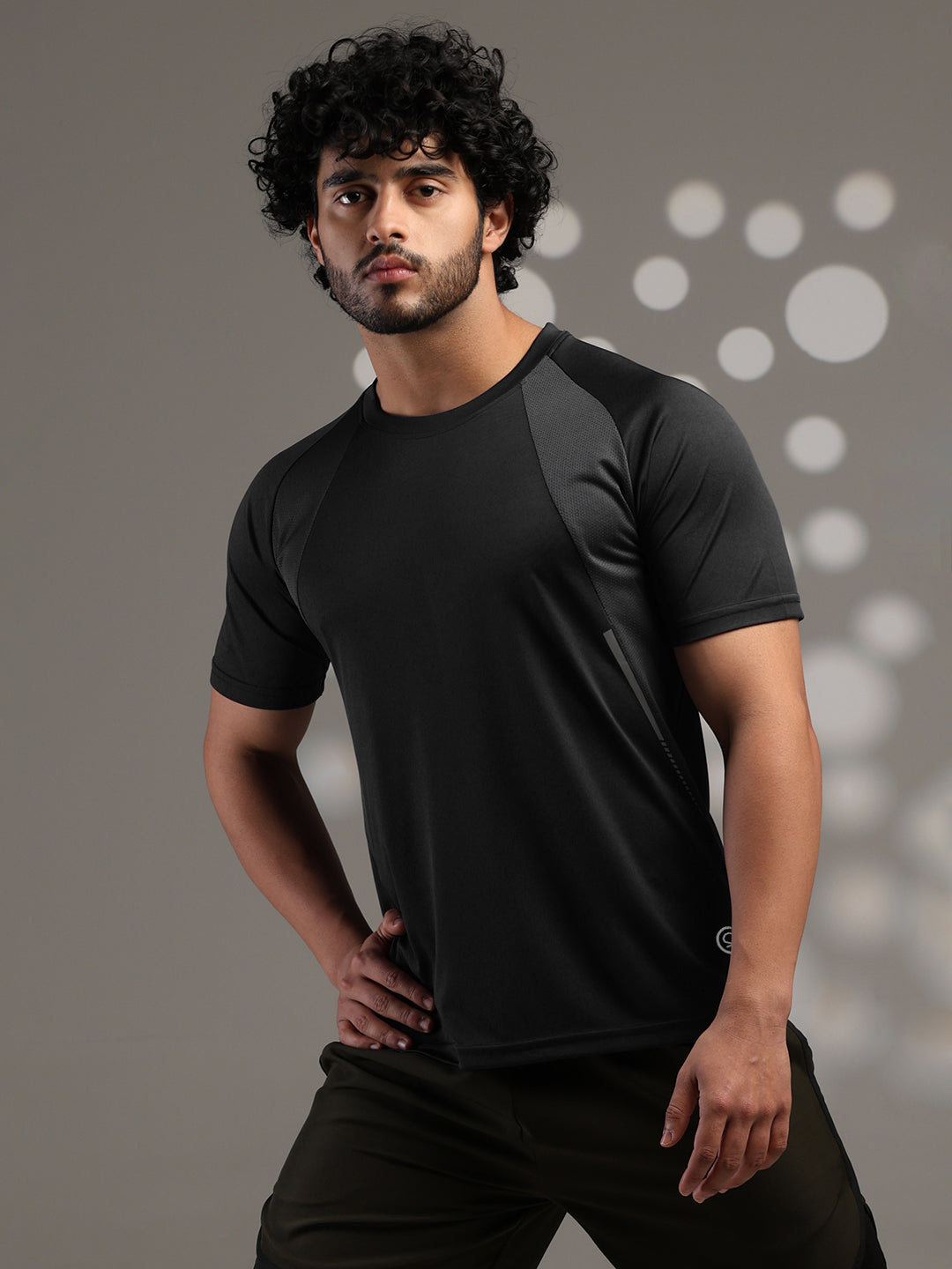 Men's Half Sleeves Dry Fit Gym T-shirt Black Grey