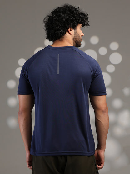 Men's Half Sleeves Dry Fit Gym T-shirt Navy Grey