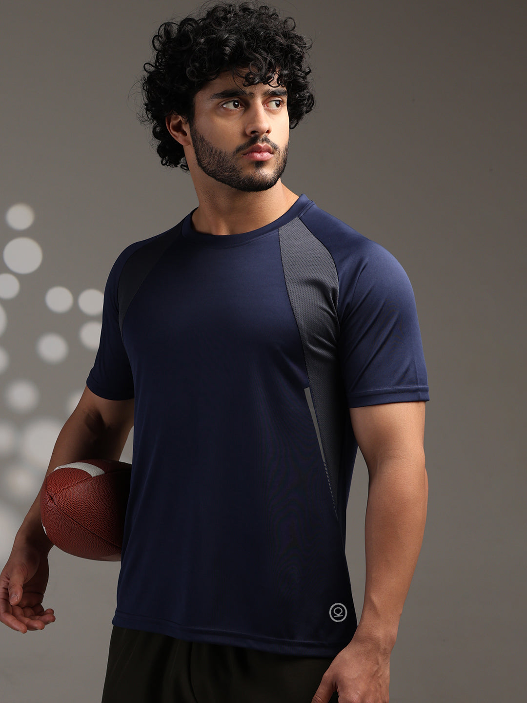 Men's Half Sleeves Dry Fit Gym T-shirt Navy Grey
