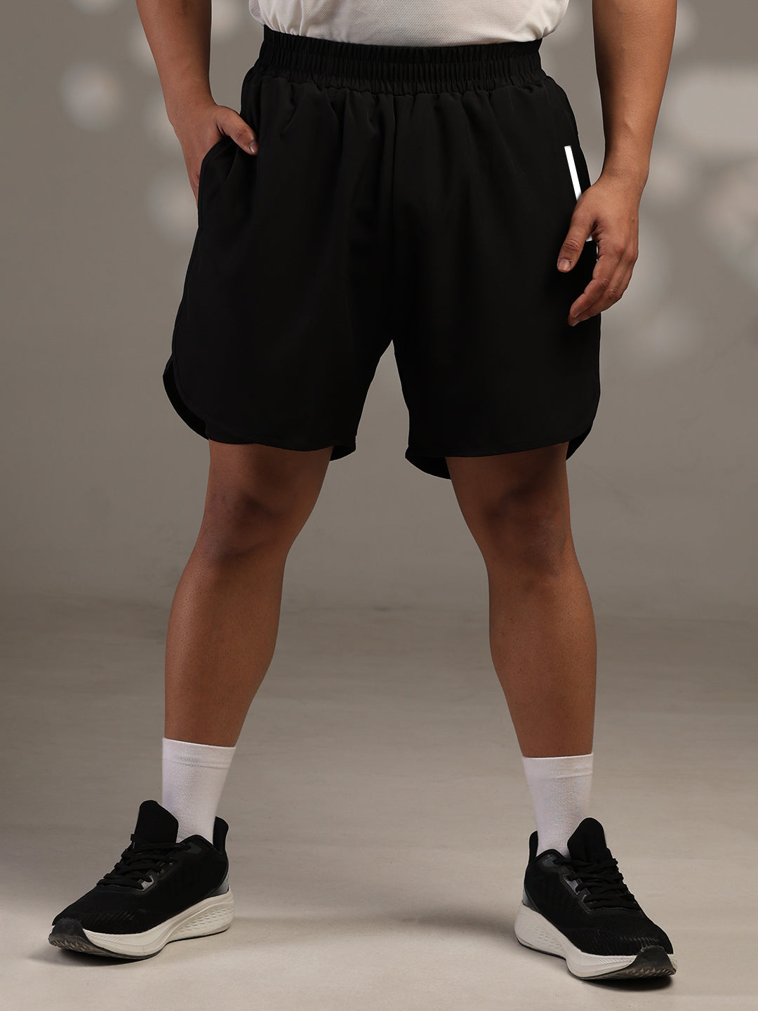 Men Double Layered Sports Running Shorts Black