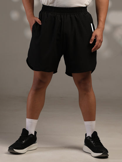 Men Double Layered Sports Running Shorts Black